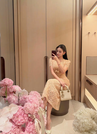 P0504 Lace Midi Dress