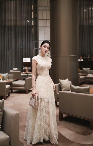 P0413 Ivory Floral Dress