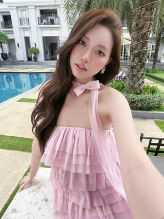 B522 Dreamy Ruffle Dress Freesize