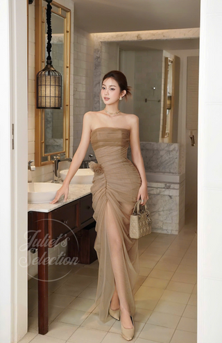 P0139 Delicate Ruched Dress