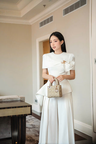 B550 White Peplum Set