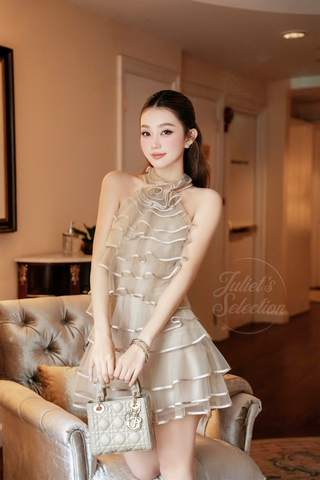 B424 Rosette Creme Dress
