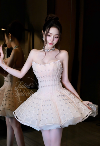 A421 Sparkling Blue Mini Gown