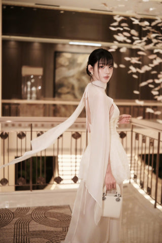 P0423 Floral Cape Dress