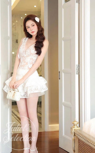 B433 Lace flared dress