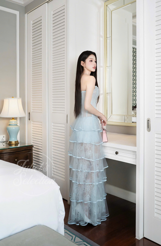 P0124 Ruffle Lace Dress