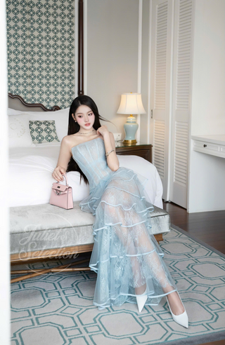 P0124 Ruffle Lace Dress