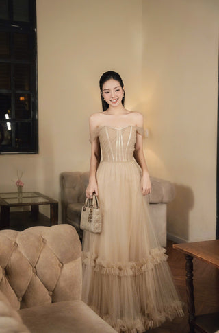 B473 Tulle Mocha Maxi