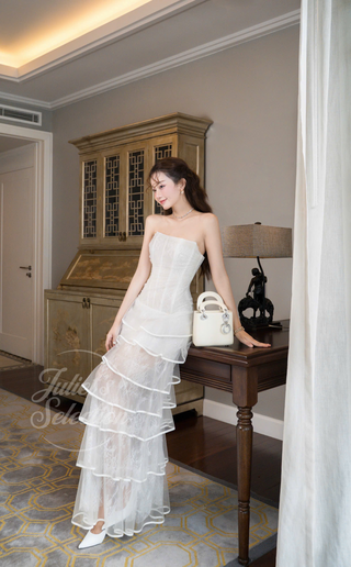 P0124 Ruffle Lace Dress