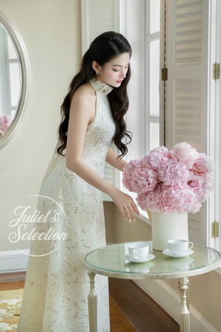 P0074 Elegance Halter Lace Dress