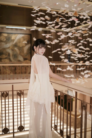 P0423 Floral Cape Dress