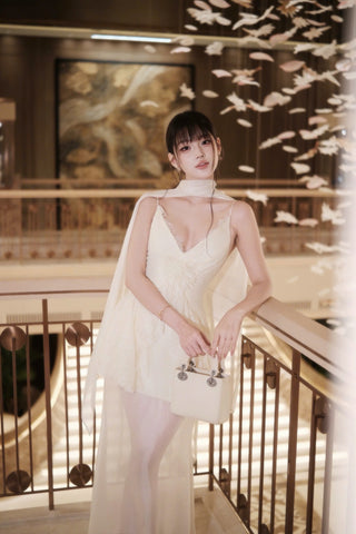 P0423 Floral Cape Dress