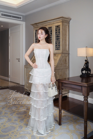 P0124 Ruffle Lace Dress