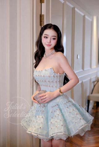 A421 Sparkling Blue Mini Gown