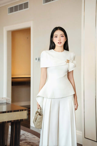 B550 White Peplum Set