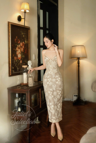 P0212 Lace Midi Dress