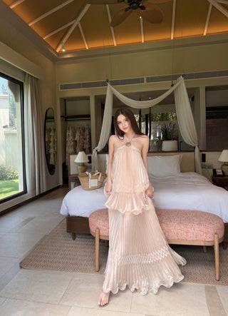 P0407 Pleated Maxi Dress