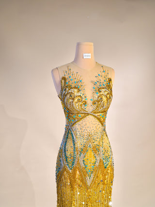 AA0121 GOLDEN PEACOCK GOWN - Juliet's Selection AA0121 GOLDEN PEACOCK GOWN - Juliet's Selection
