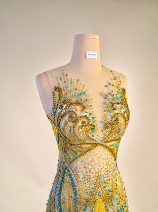 AA0121 GOLDEN PEACOCK GOWN - Juliet's Selection AA0121 GOLDEN PEACOCK GOWN - Juliet's Selection