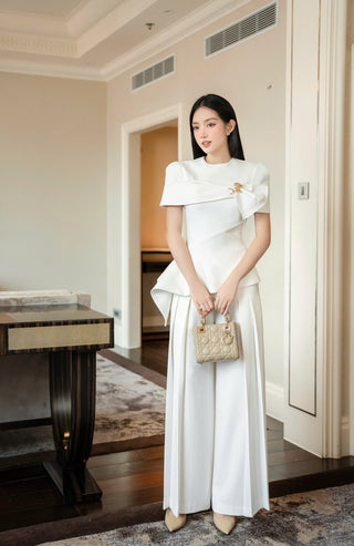 B550 White Peplum Set