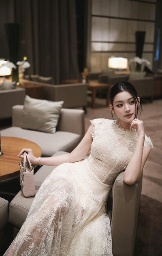 P0413 Ivory Floral Dress