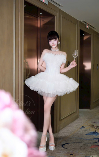 P0198 Pure White Mini Dress