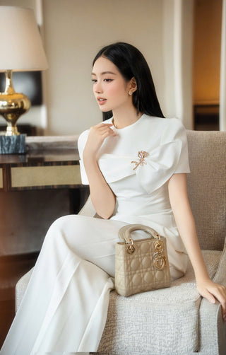 B550 White Peplum Set