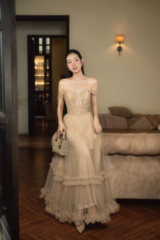 B473 Tulle Mocha Maxi