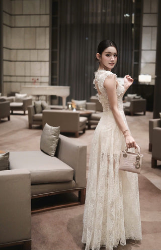 P0413 Ivory Floral Dress
