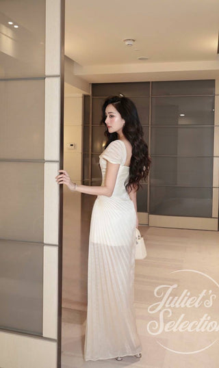 B291 AUTUMN PLEATED SLIT DRESS