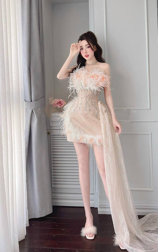 A196 APRICOT SWAN DANCER DRESS